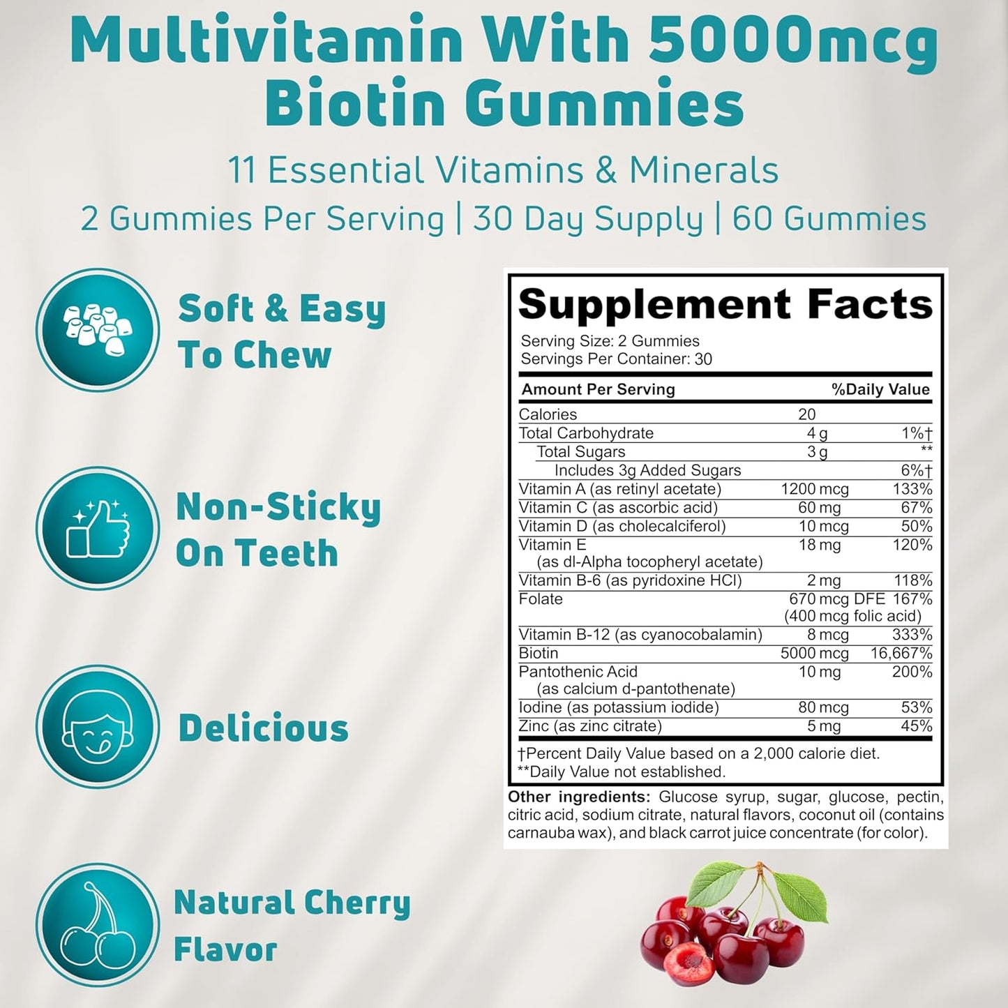 NUELATION Multivitamin Gummies for Men and Women, 60 Count - Biotin 5000 mcg, Non-GMO, Immune Support and Overall Wellness, 30 Servings - BoostGo Australia
