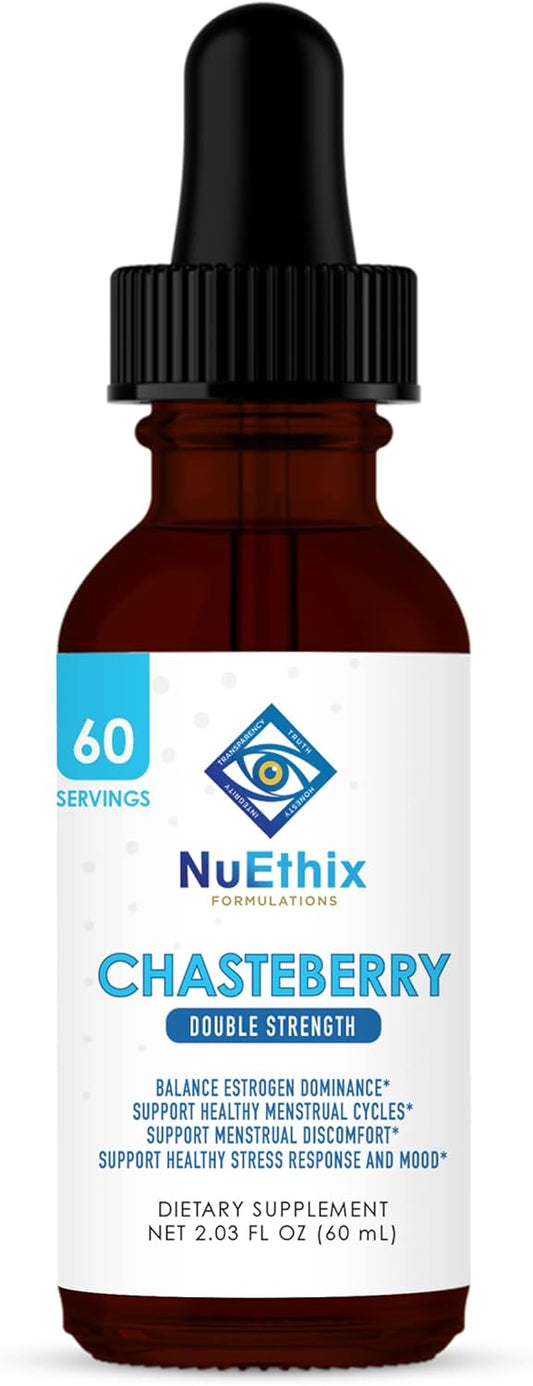 NuEthix Formulations Chasteberry Double Strength Capsules - Balances Estrogen Dominance & Supports Menstrual Cycle - 60 Servings - BoostGo Australia