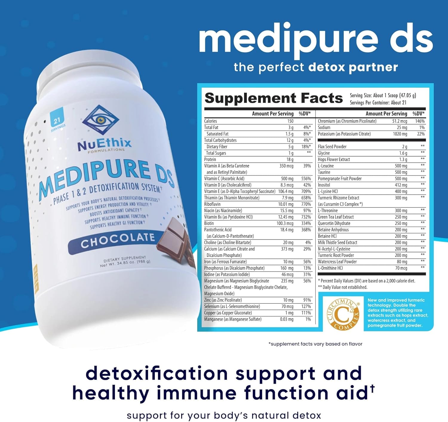 NuEthix Formulations Medipure DS Rice Protein Detox System - 21 Servings, Chocolate - Support Natural Detox Process