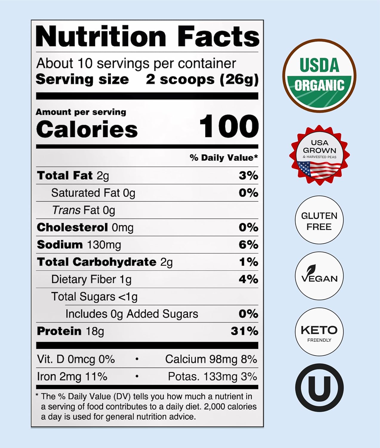 NUFYX® Heavenly Protein® Powder - 100% Organic American Grown Pea Protein (Creamy Vanilla, 20 Scoops)