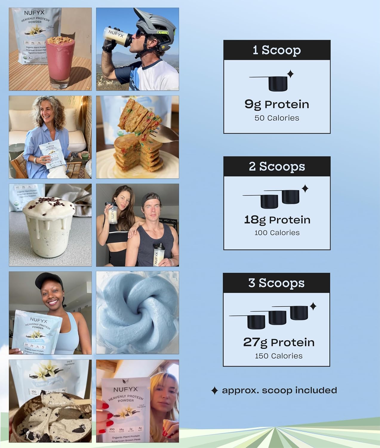 NUFYX® Heavenly Protein® Powder - 100% Organic American Grown Pea Protein (Creamy Vanilla, 20 Scoops)