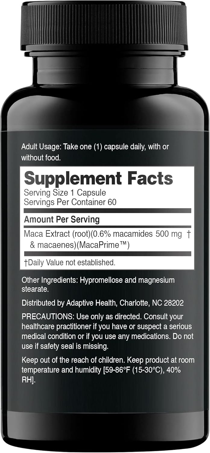 Nugenix Essentials Maca Root Powder Capsules - Pure Peruvian Maca Extract with Ginseng - 60 Capsules