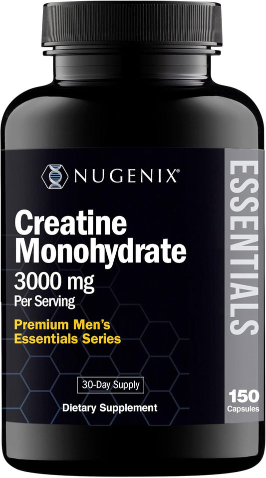 Nugenix Essentials Premium Creatine Monohydrate 3000mg Supplement, 150 Capsules - Boost Muscle Performance and Recovery