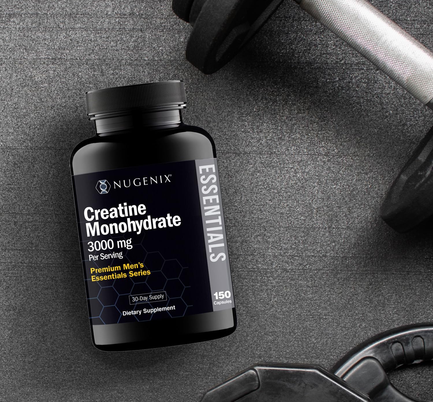 Nugenix Essentials Premium Creatine Monohydrate 3000mg Supplement, 150 Capsules - Boost Muscle Performance and Recovery