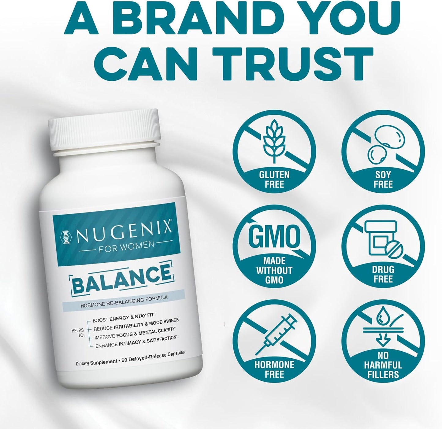 Nugenix Women's Hormone Balance Supplement - Boost Energy, Enhance Focus, Restore Hormonal Harmony - 60 Count