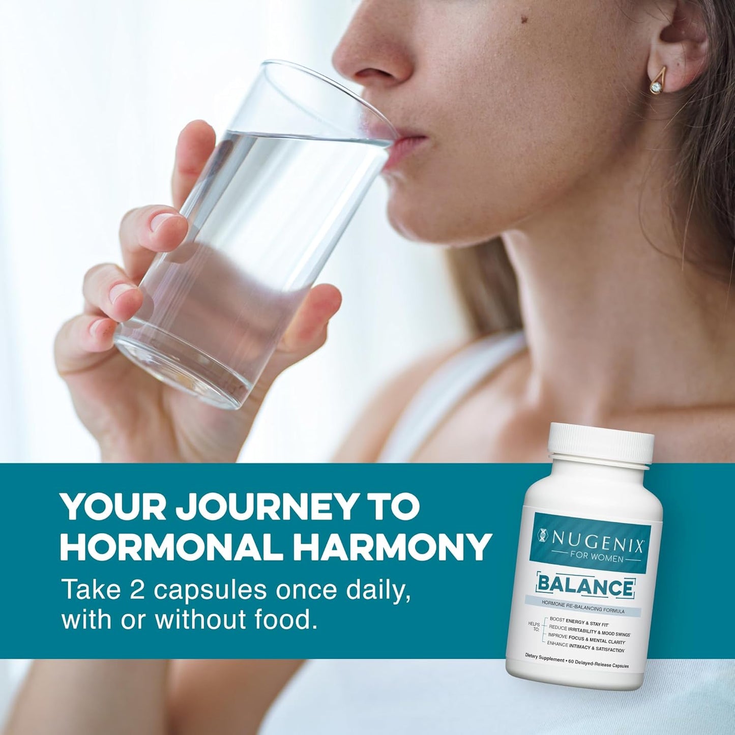 Nugenix Women's Hormone Balance Supplement - Boost Energy, Enhance Focus, Restore Hormonal Harmony - 60 Count