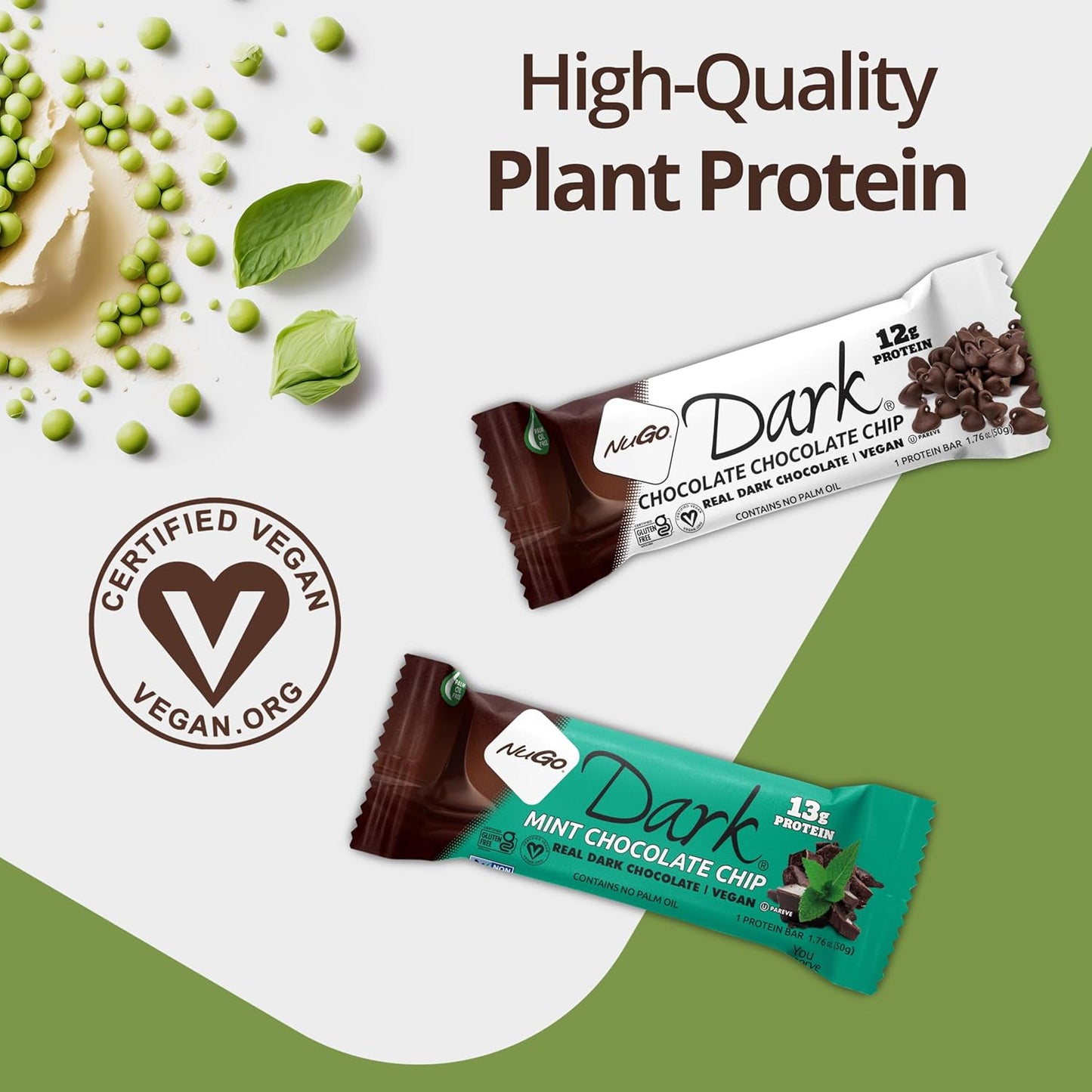 NuGo Dark Chocolate Almond Sea Salt Protein Bars - Vegan, Gluten Free, Non-GMO - 24 Count