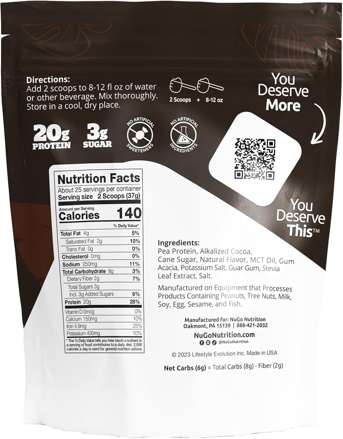 NuGo Dark Chocolate Pretzel Snack Bars with Sea Salt, 12g Vegan Protein, Gluten Free, Kosher Pareve, Non-GMO, 12 Count + NuGo Plant Protein Powder, Chocolate Flavor, 20g Protein, 3g Sugar, 25 Servings