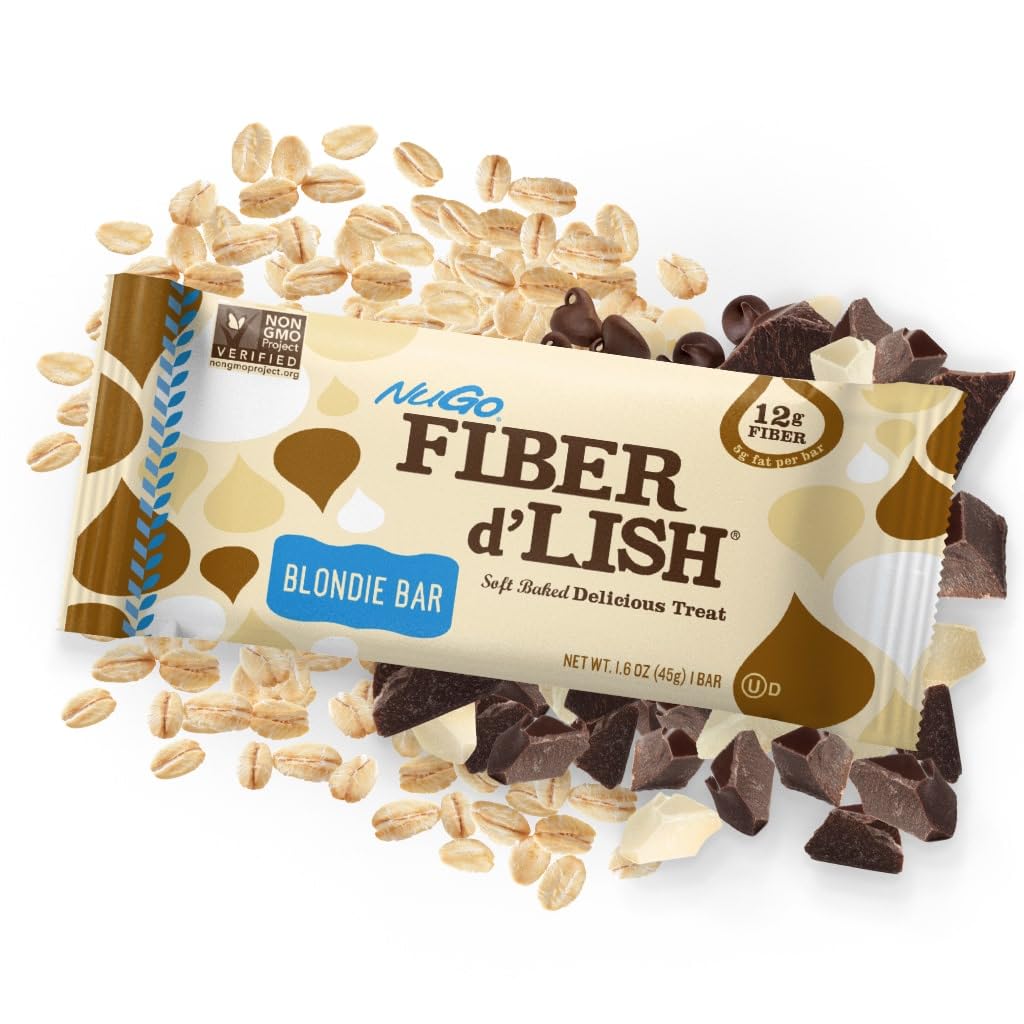 NuGo Fiber d'Lish Blondie Bars - 12g High Fiber, 160 Calories, 16 Pack