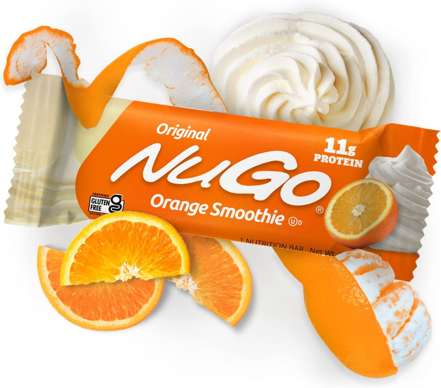 NuGo Original Variety Pack - 30 Bars, 15 Vanilla Yogurt & 15 Orange Smoothie, 11g Protein, Gluten-Free