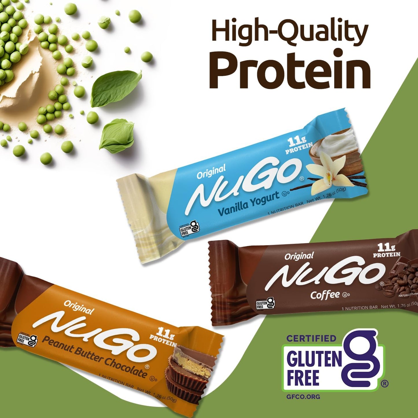 NuGo Original Variety Pack - 30 Bars, 15 Vanilla Yogurt & 15 Orange Smoothie, 11g Protein, Gluten-Free