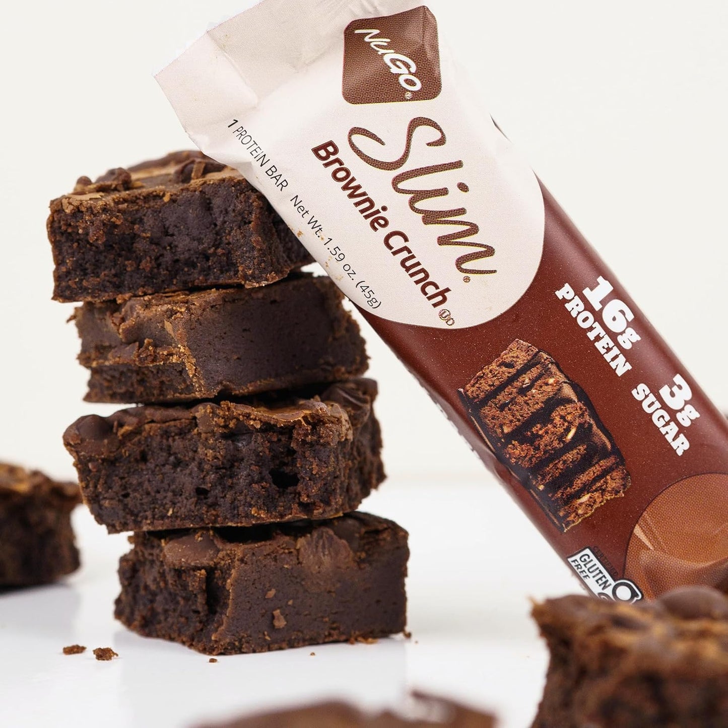 NuGo Slim Dark Chocolate Brownie Crunch Protein Bars - Gluten Free, Non-GMO, Keto Friendly - 12 Count