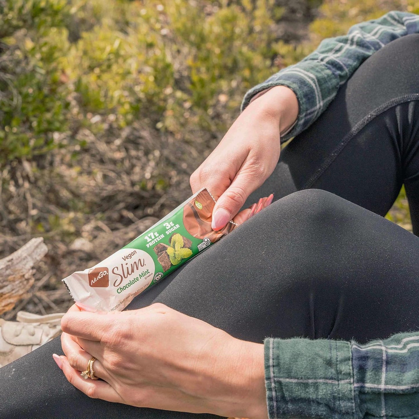 NuGo Slim Vegan Variety Pack - Crunchy Peanut Butter & Chocolate Mint Bars, Low Net Carb, Keto Friendly, 16-17g Plant Based Protein, Gluten Free, 24 Count