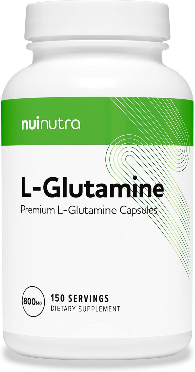 NUI NUTRA L-Glutamine Capsules: 800mg Per Serving, 150 Capsules - Promotes Muscle Recovery