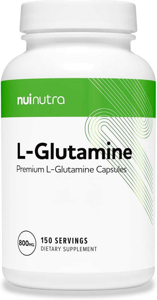 NUI NUTRA L-Glutamine Capsules: 800mg Per Serving, 150 Capsules - Promotes Muscle Recovery