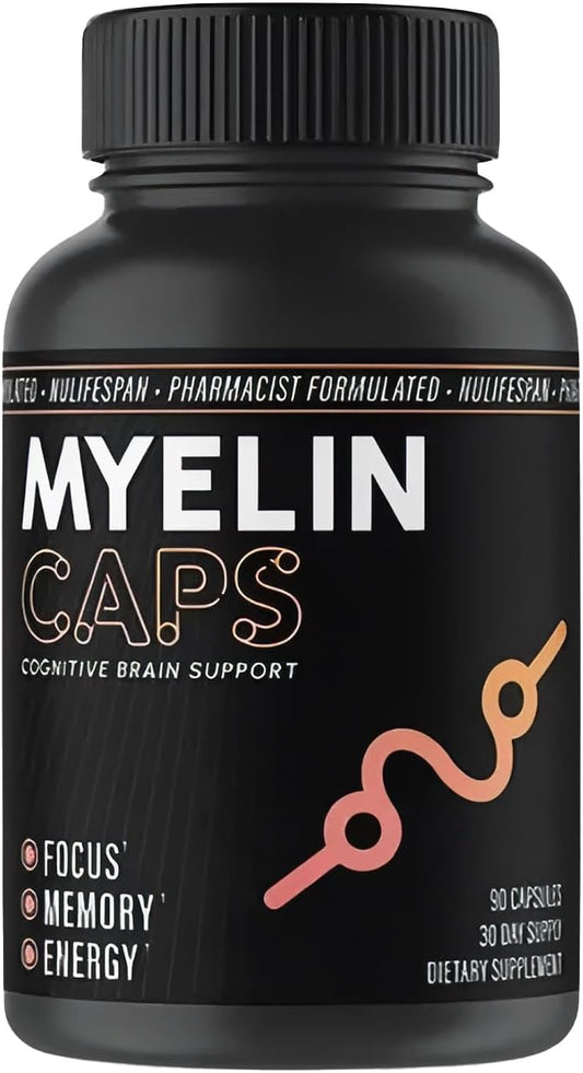 Nulifespan Myelin Caps: Brain Health and Memory Support Supplement with AlphaSize - Gluten-Free & Non-GMO - 90ct