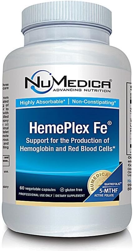NuMedica HemePlex Fe 60 Vegetarian Capsules - Iron Supplement for Energy Support