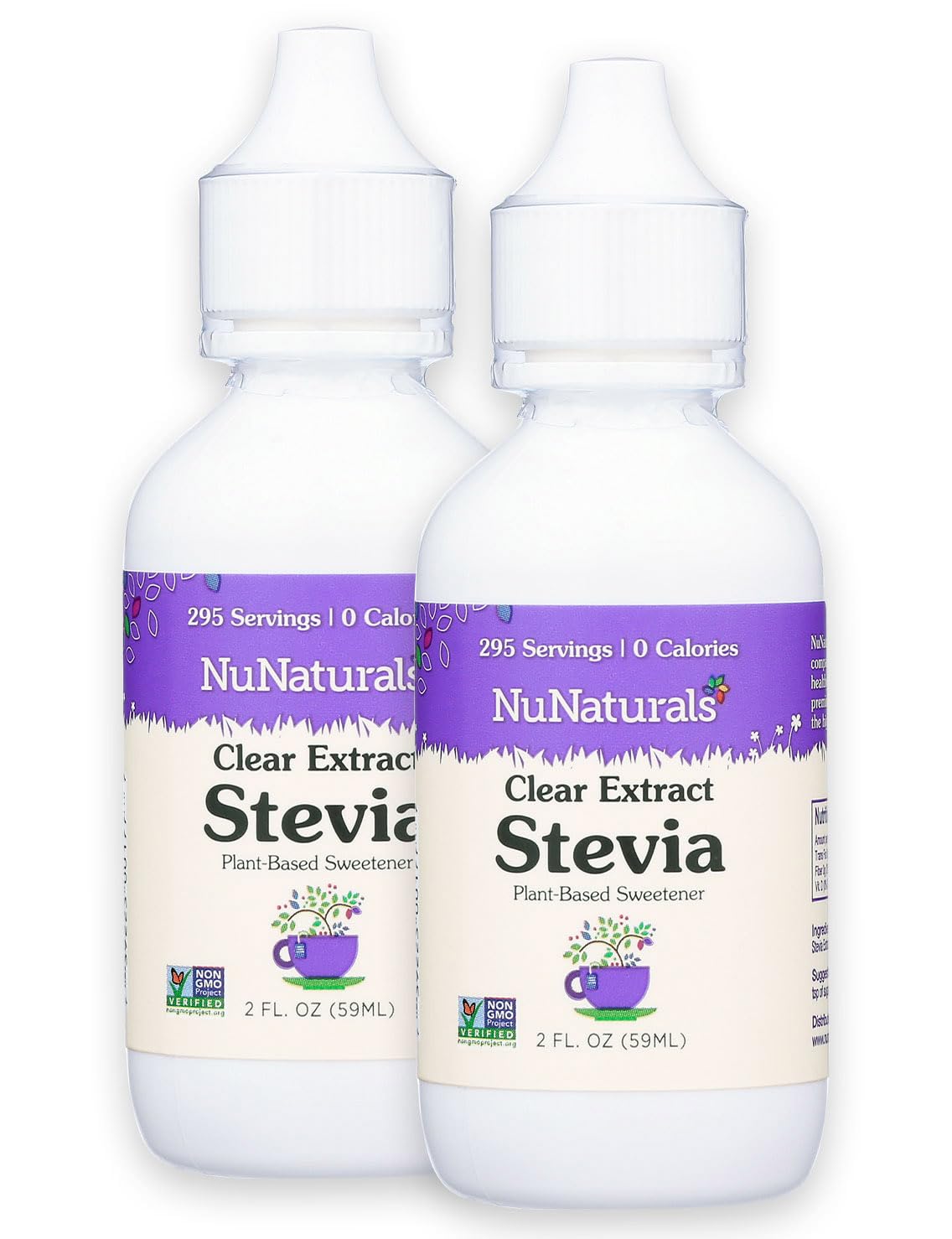 NuNaturals Clear Extract NuStevia Plant-Based Sweetener 2 oz 2-Pack Plastic-Free