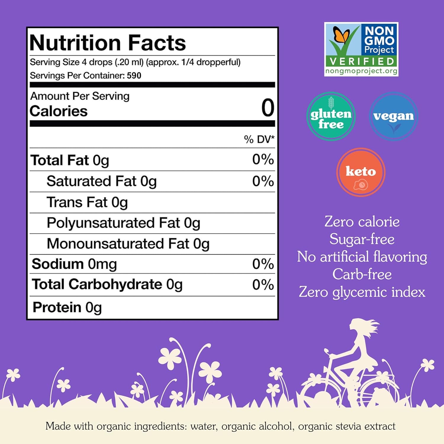 NuNaturals Clear Extract Stevia 4 oz - Plant-Based Sweetener in Plastic Bottle