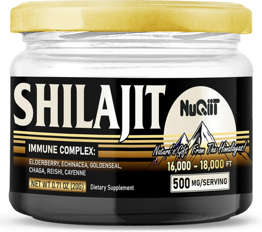 NUQIIT 20 Grams - Shilajit Resin with Elderberry, Echinacea, Goldenseal, Chaga, Reishi, and Cayenne for Immune Support