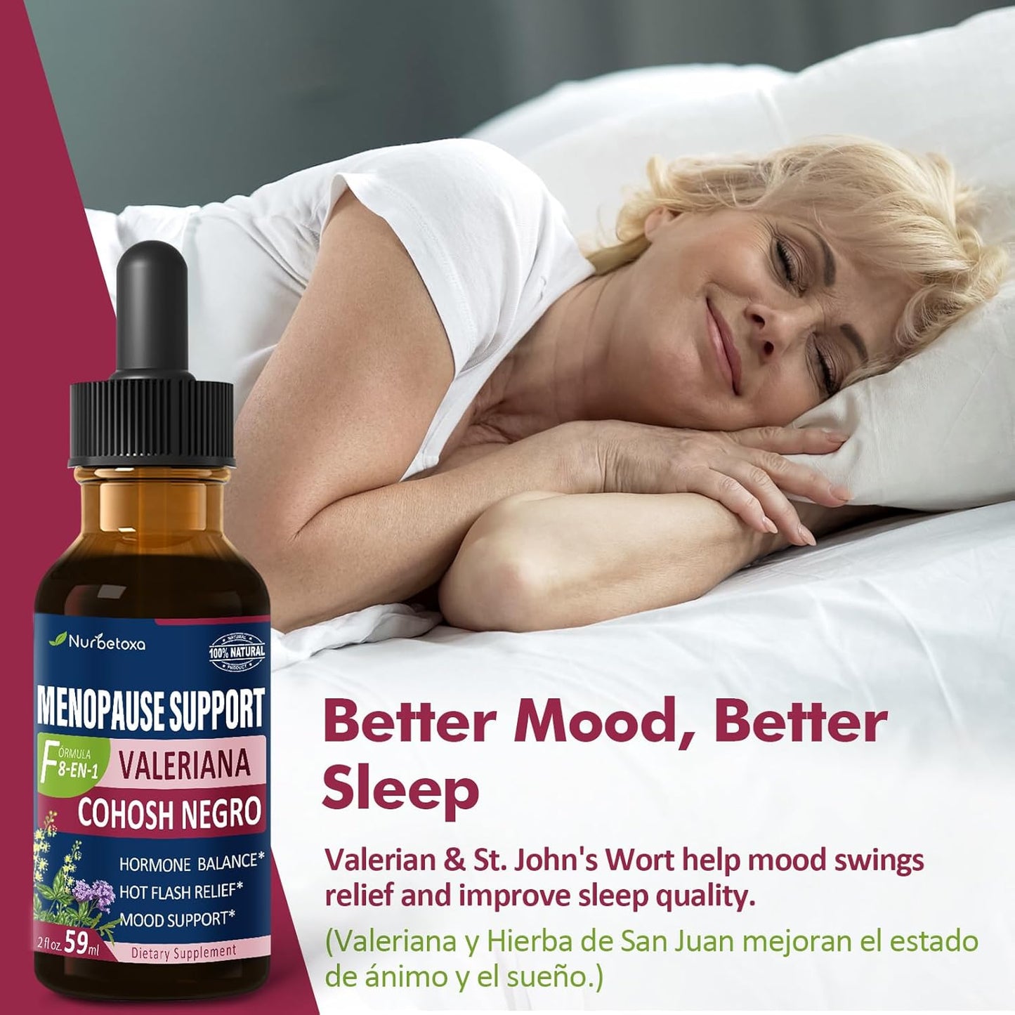 Nurbetoxa Black Cohosh Menopause Support Drops - Natural Estrogen Hormones for Women, 60-Day Strength | Hair, Skin, and Nails Revitalization, 4Fl Oz