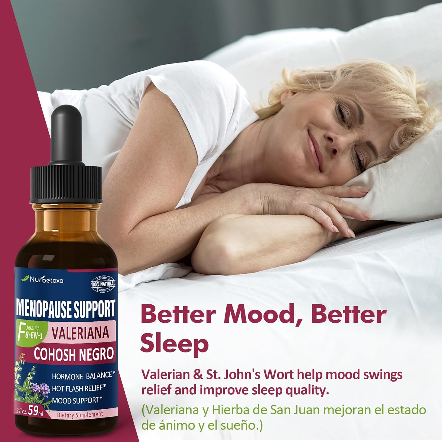 Nurbetoxa Black Cohosh Menopause Support Drops - Natural Estrogen Hormones for Women, 60-Day Strength | Hair, Skin, and Nails Revitalization, 4Fl Oz