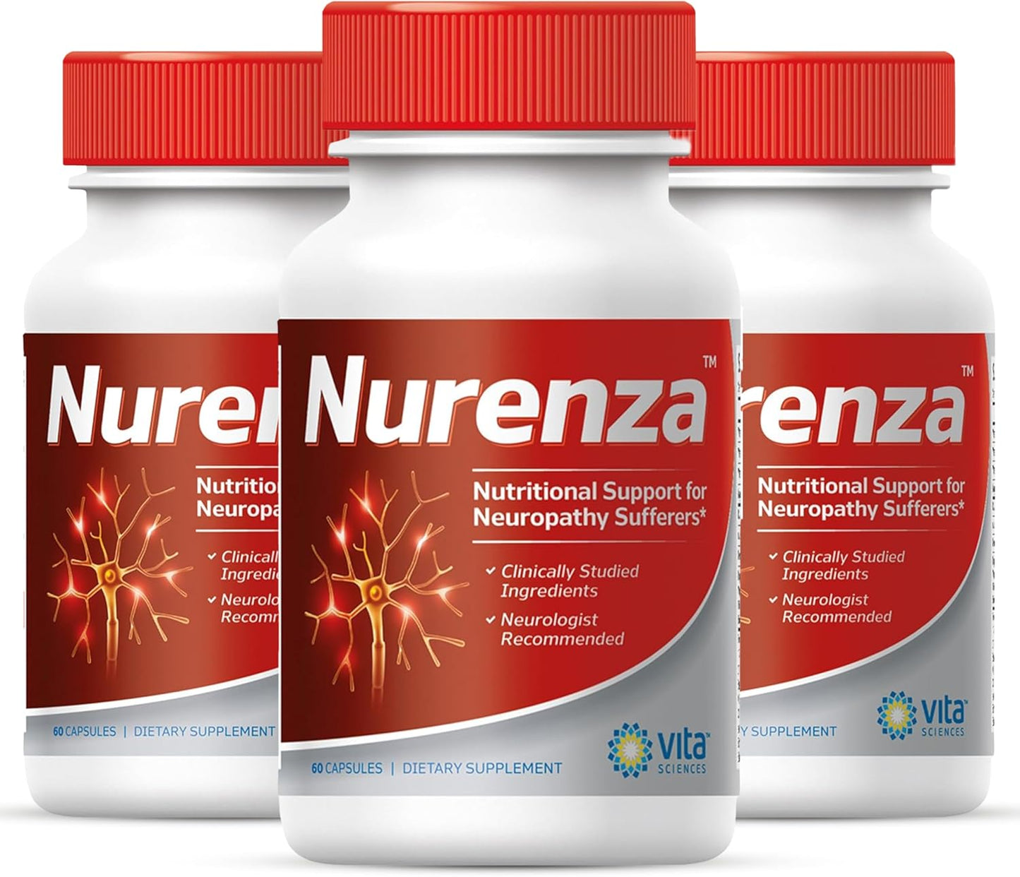Nurenza Neuropathy Relief Supplement - Natural R-ALA Formula for Fast Nerve Repair, Vitamin Enriched for Feet, Hands, Legs, Toes