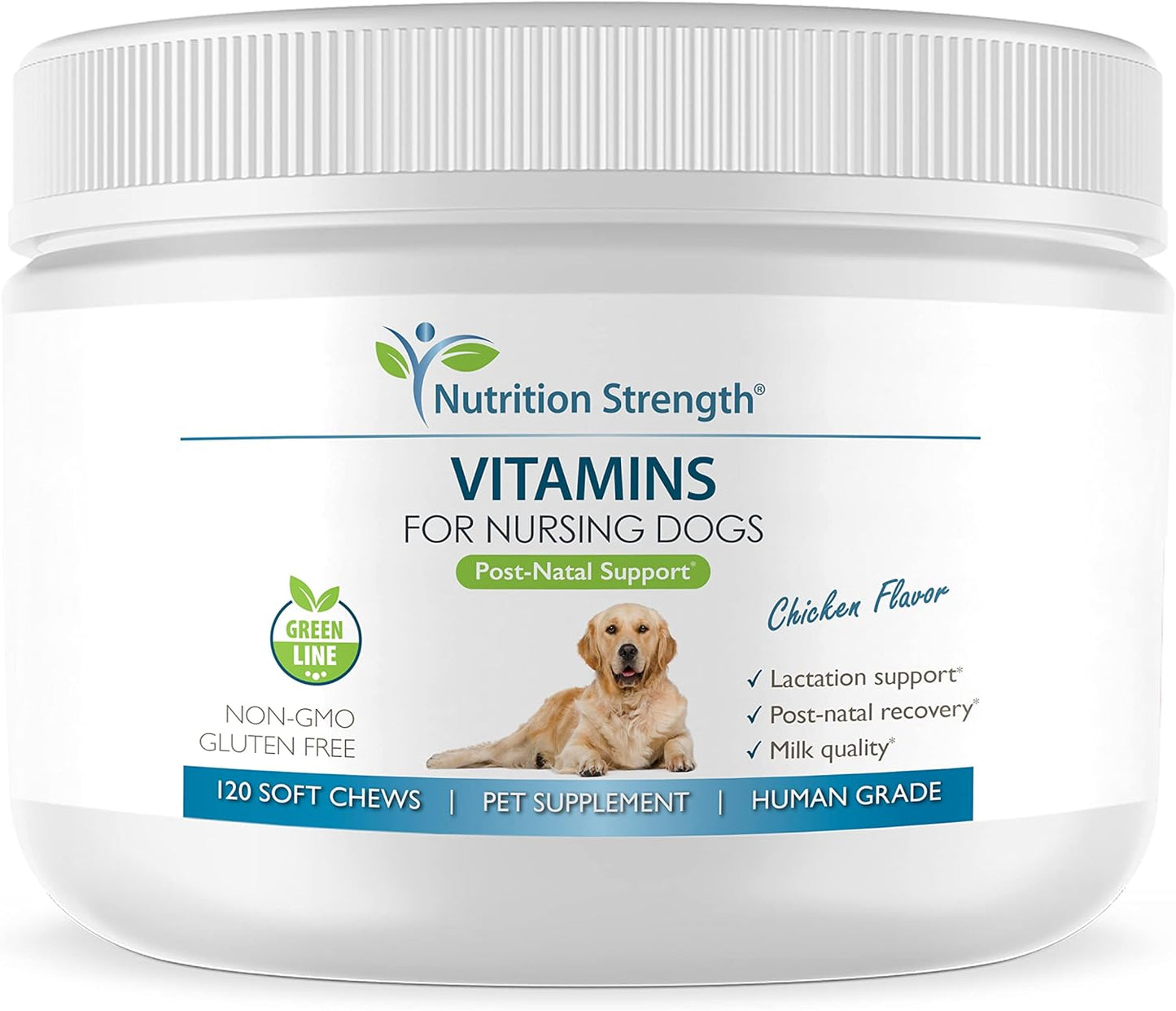 Nursing Dog Vitamins for Lactation Support, Post-Natal Recovery, and Healthy Puppies - 120 Soft Chews with Calcium, Phosphorus, Magnesium, Zinc
