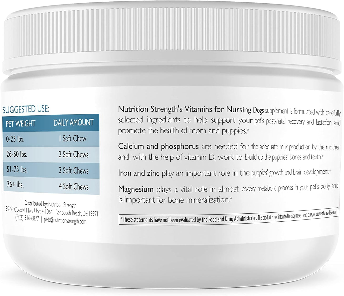 Nursing Dog Vitamins for Lactation Support, Post-Natal Recovery, and Healthy Puppies - 120 Soft Chews with Calcium, Phosphorus, Magnesium, Zinc