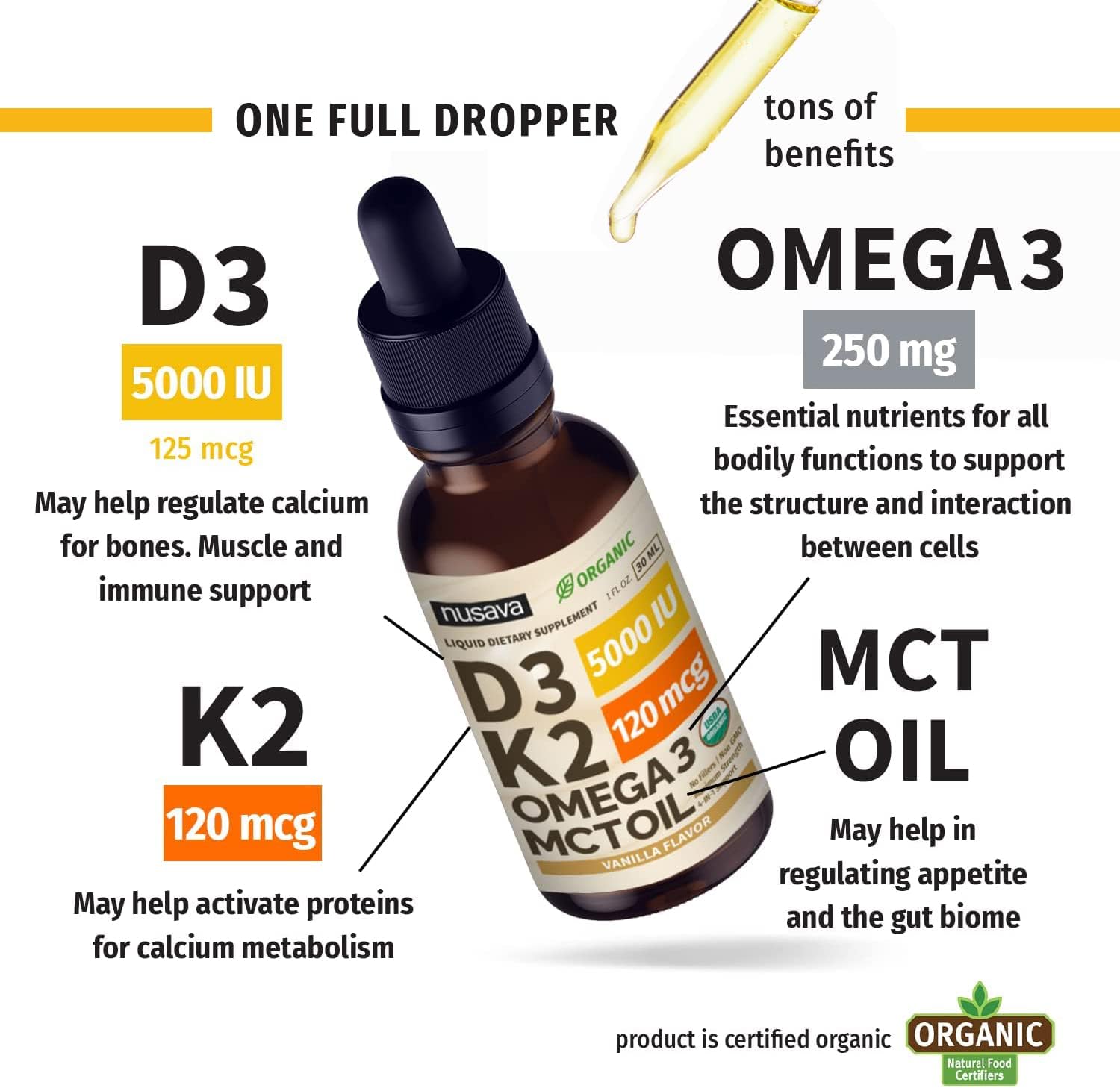 NUSAVA Liquid Vitamin Bundle: Strawberry & Vanilla D3 K2 Drops + Chlorophyll Liquid Drops - Heart, Joint, Energy, Immune Support - Non-GMO, Gluten-Free - 2pk