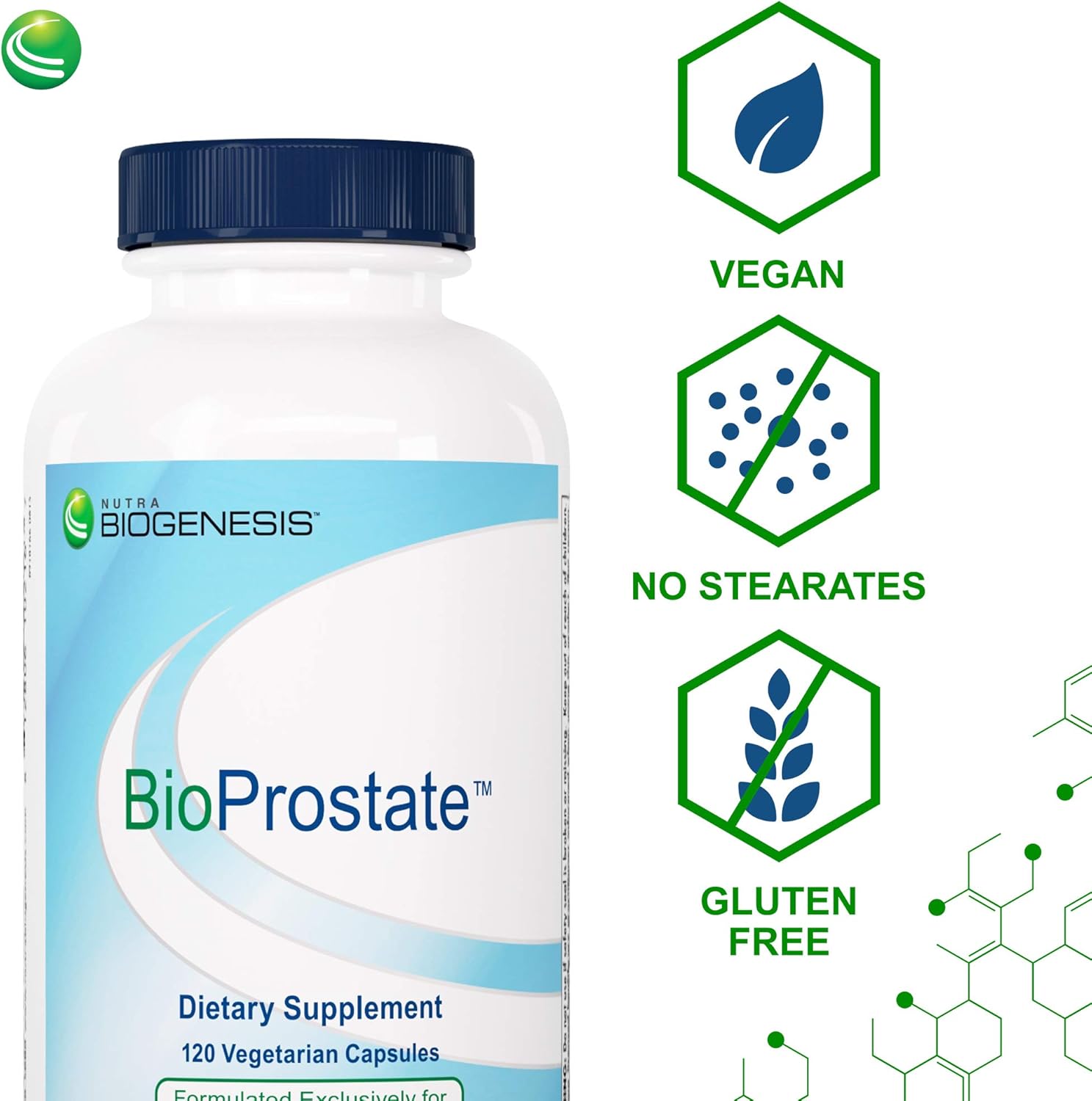Nutra BioGenesis BioProstate Capsules for Prostate & Urinary Tract Support - Saw Palmetto, Beta-Sitosterol, Lycopene - Gluten Free, Vegan - 120ct