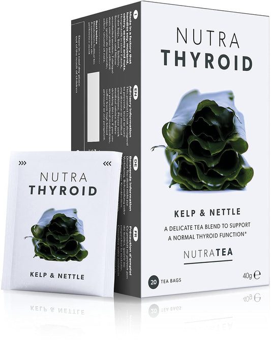Nutra Tea Thyroid Support Herbal Tea - 40 Enveloped Tea Bags - Metabolism & Thyroid Function - 2 Pack