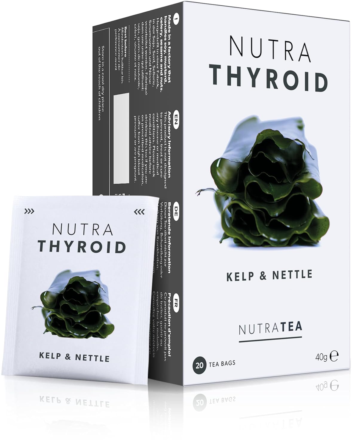 Nutra Tea Thyroid Support Herbal Tea - 40 Enveloped Tea Bags - Metabolism & Thyroid Function - 2 Pack