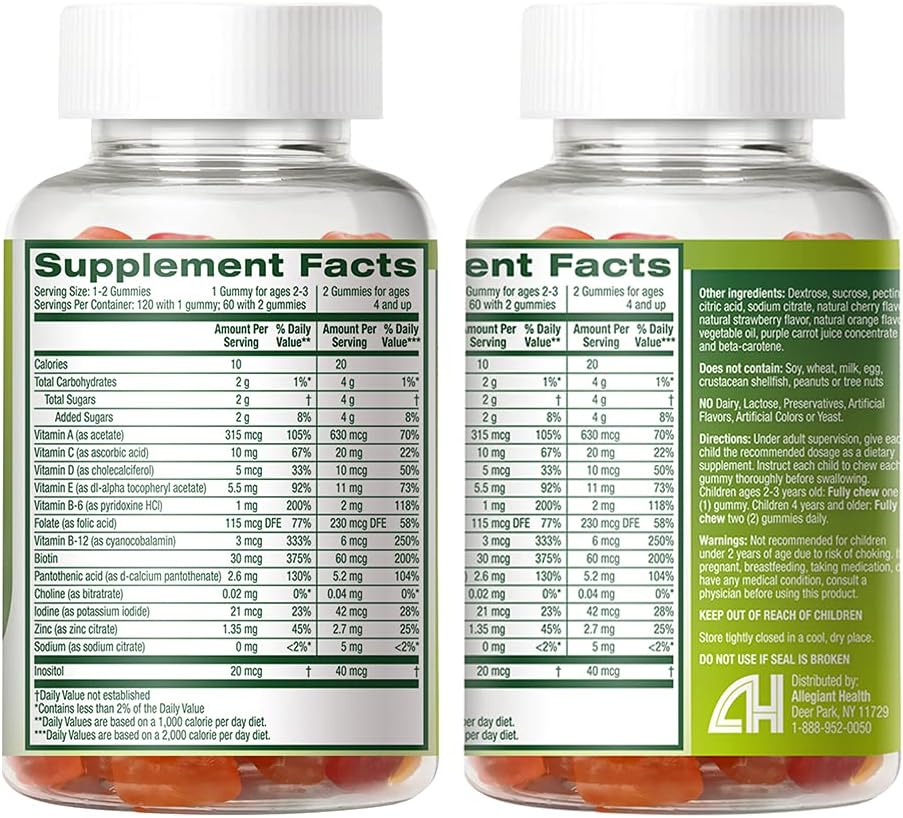 NutraA2Z Kids Multivitamin 120 Count Dietary Supplement | Fruity Flavors | Vitamins A, B6, B12, C, D, E, Zinc, Folic Acid, Biotin, Iodine, Choline & Calcium