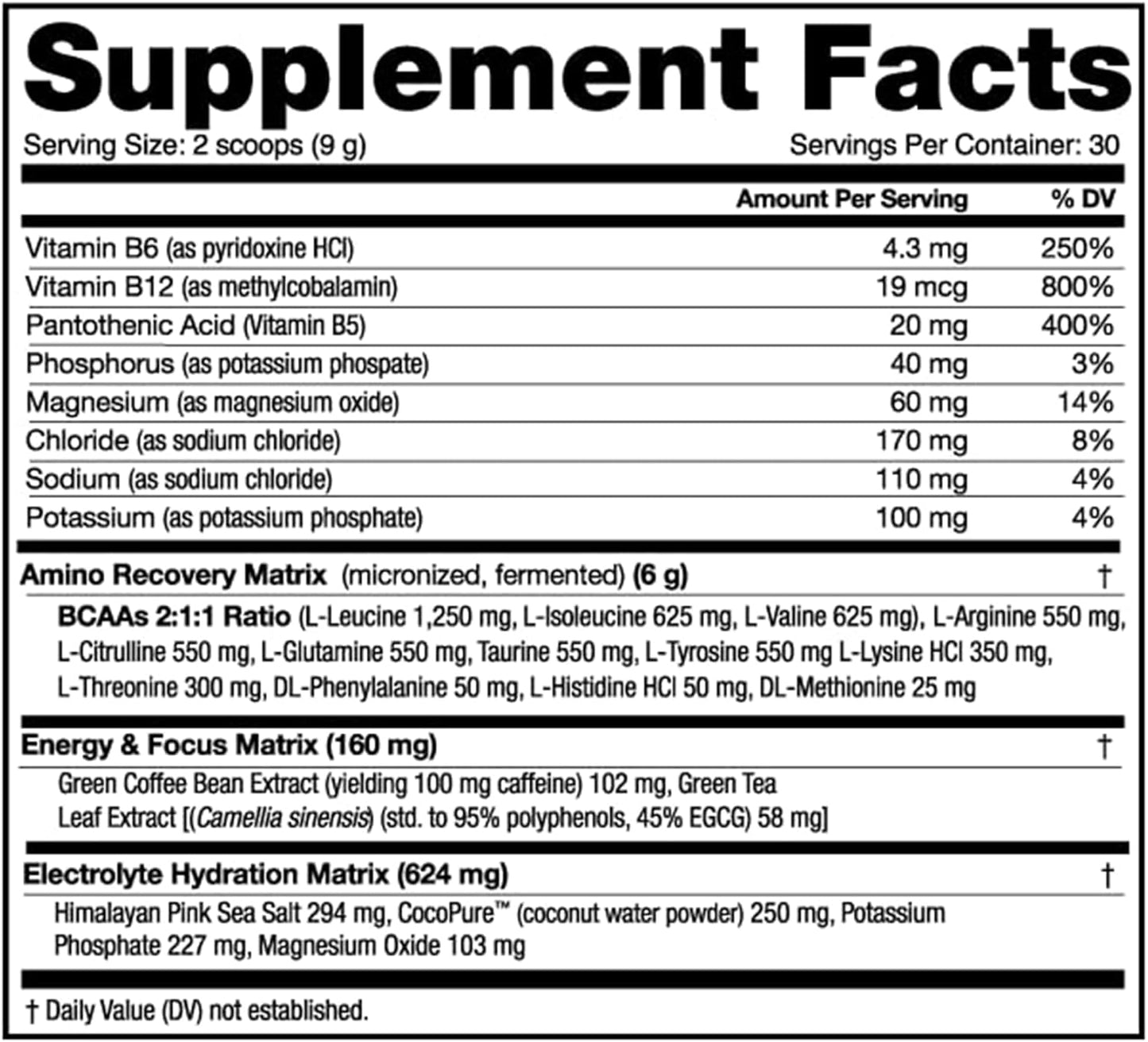 NutraBio Amino Kick: BCAA Energy Formula with Electrolytes and Natural Caffeine - 30 Servings, Baja Burst Flavor