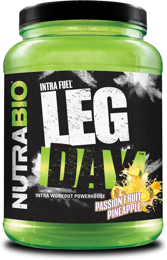 NutraBio Leg Day Intra Carb Supplement with Advanced Carbohydrate Complex and Amino Acid Formula for Recovery and Performance, Passion Fruit Pineapple - 20 Servings