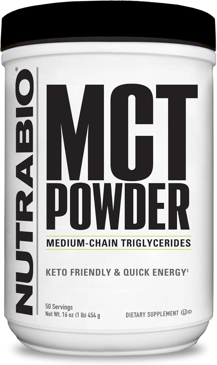 NutraBio MCT Powder 1 lb - Keto Friendly Lean Weight Gain Supplement with Medium Chain Triglycerides - 50 Servings