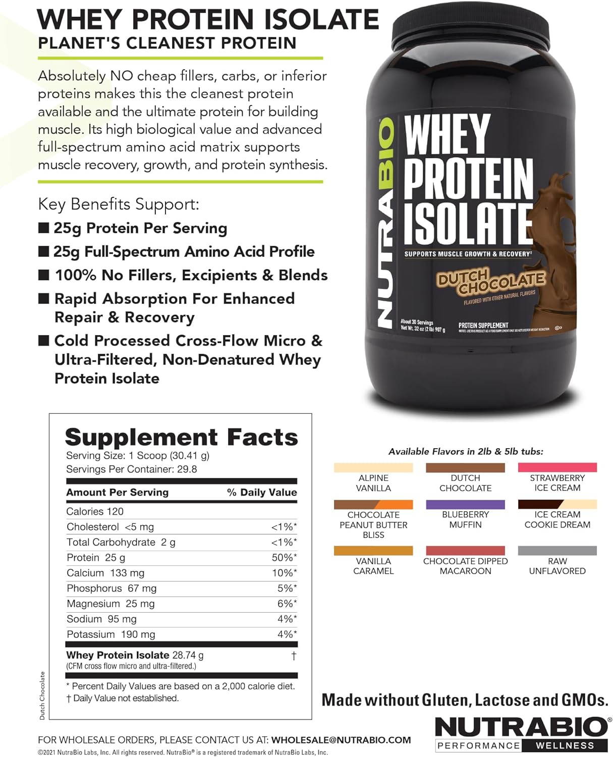 NutraBio Whey Protein Isolate Powder - Cinnamon Sugar Donut Flavor - 25g Protein, Complete Amino Acid Profile - Soy & Gluten Free - Non-GMO - 5 Lbs. - BoostGo Australia