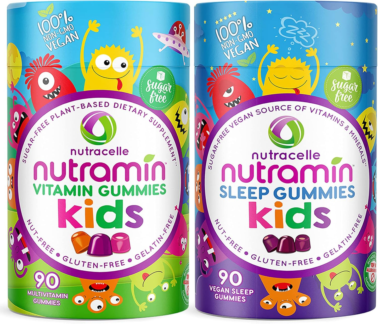 Nutracelle Nutramin's Kids Vegan Multivitamin and Sleep Gummy Combo Pack