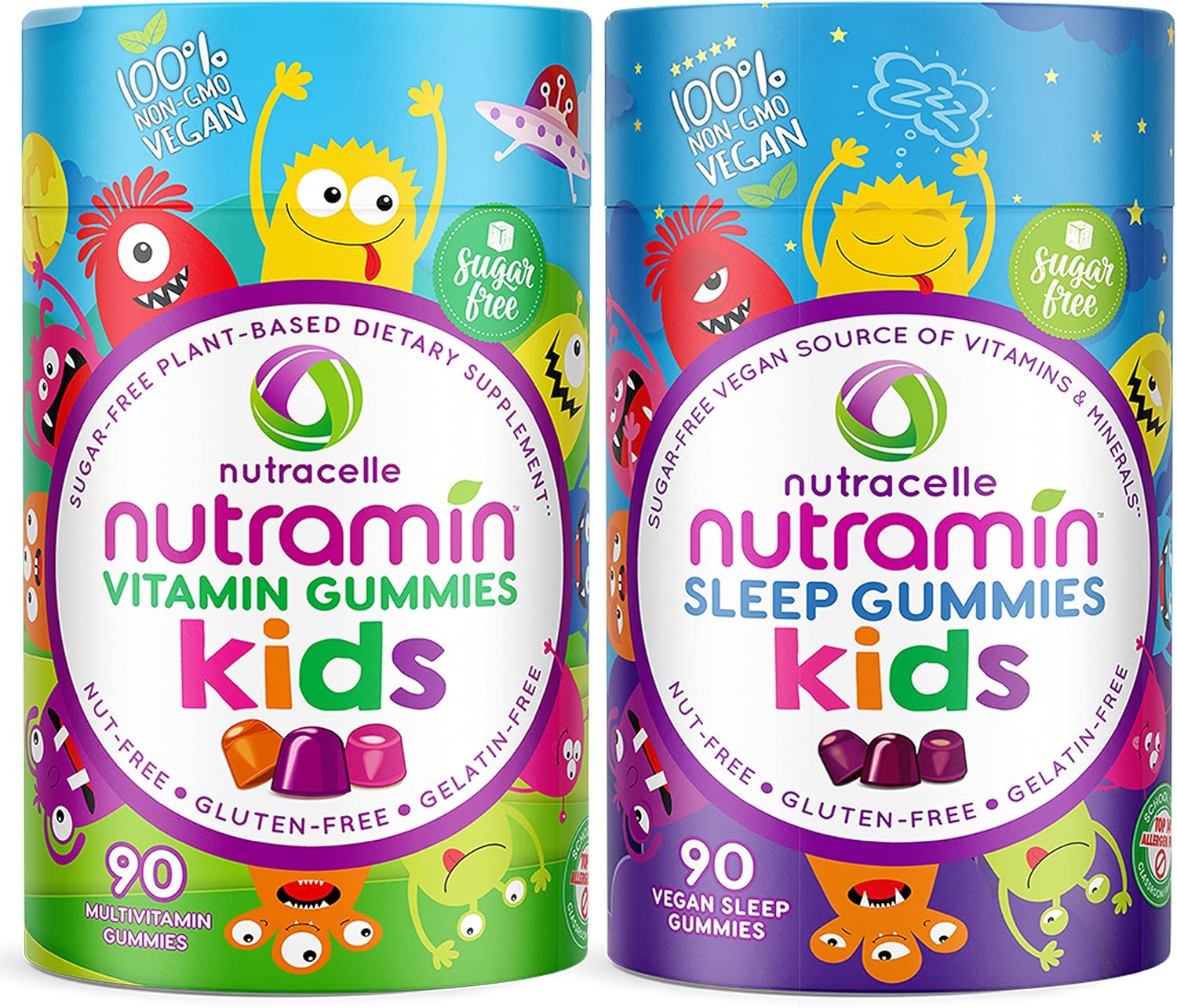 Nutracelle Nutramin's Kids Vegan Multivitamin and Sleep Gummy Combo Pack