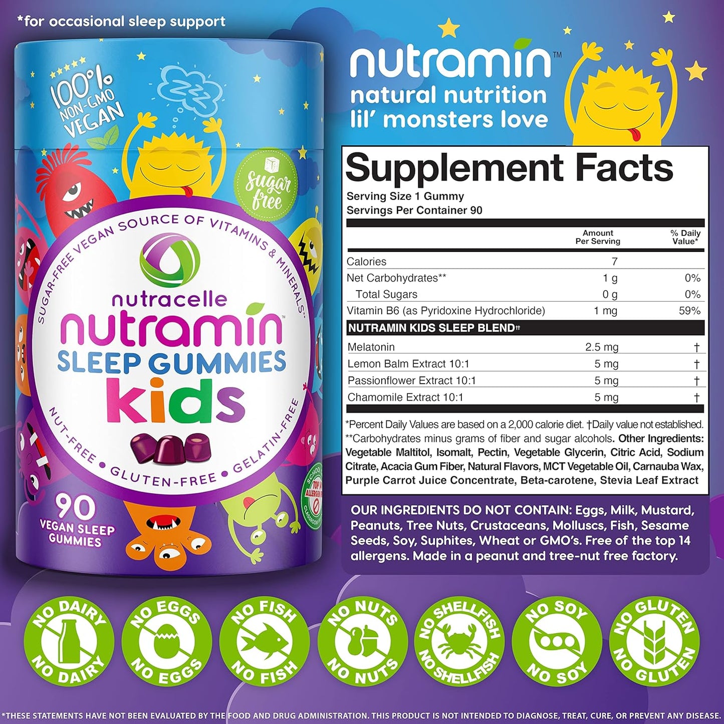 Nutracelle Nutramin's Kids Vegan Multivitamin and Sleep Gummy Combo Pack