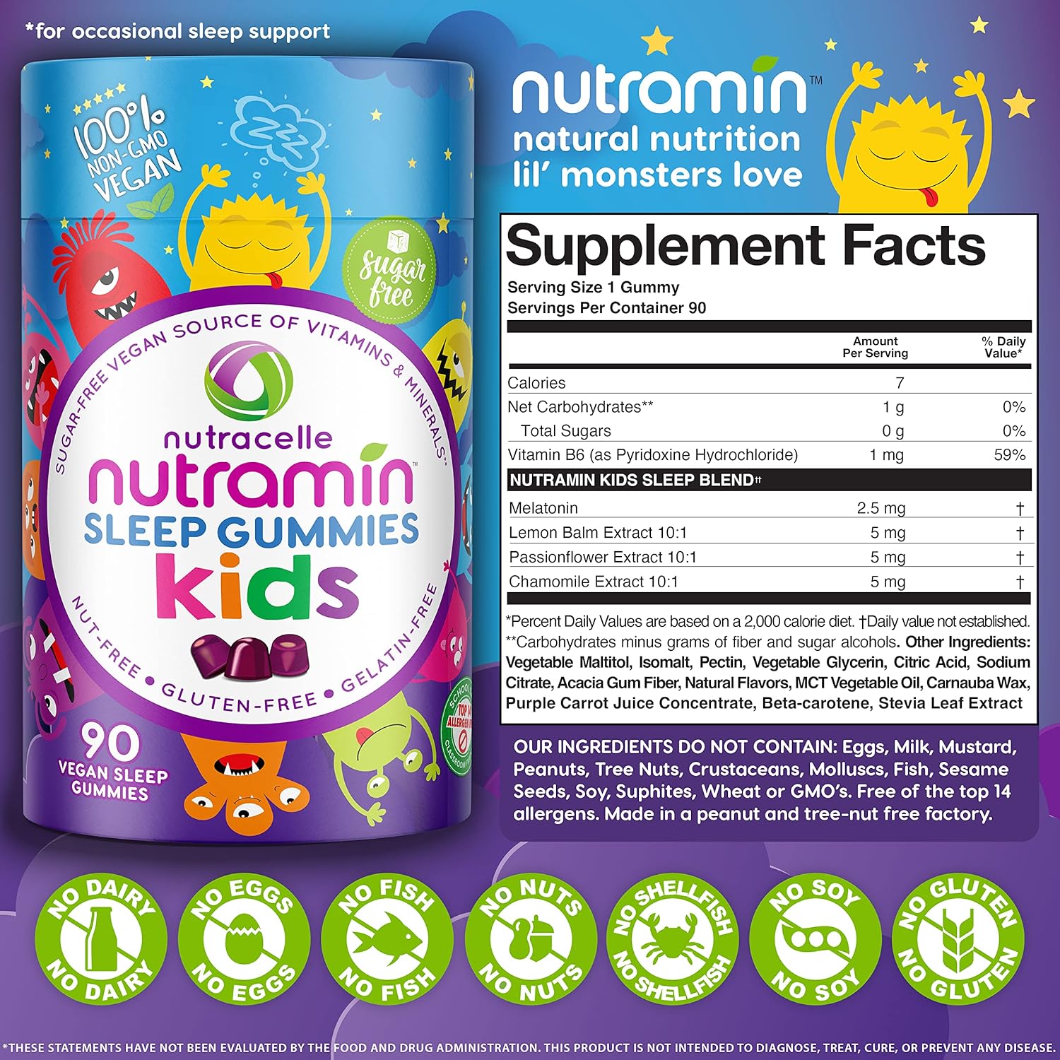 Nutracelle Nutramin's Kids Vegan Multivitamin and Sleep Gummy Combo Pack