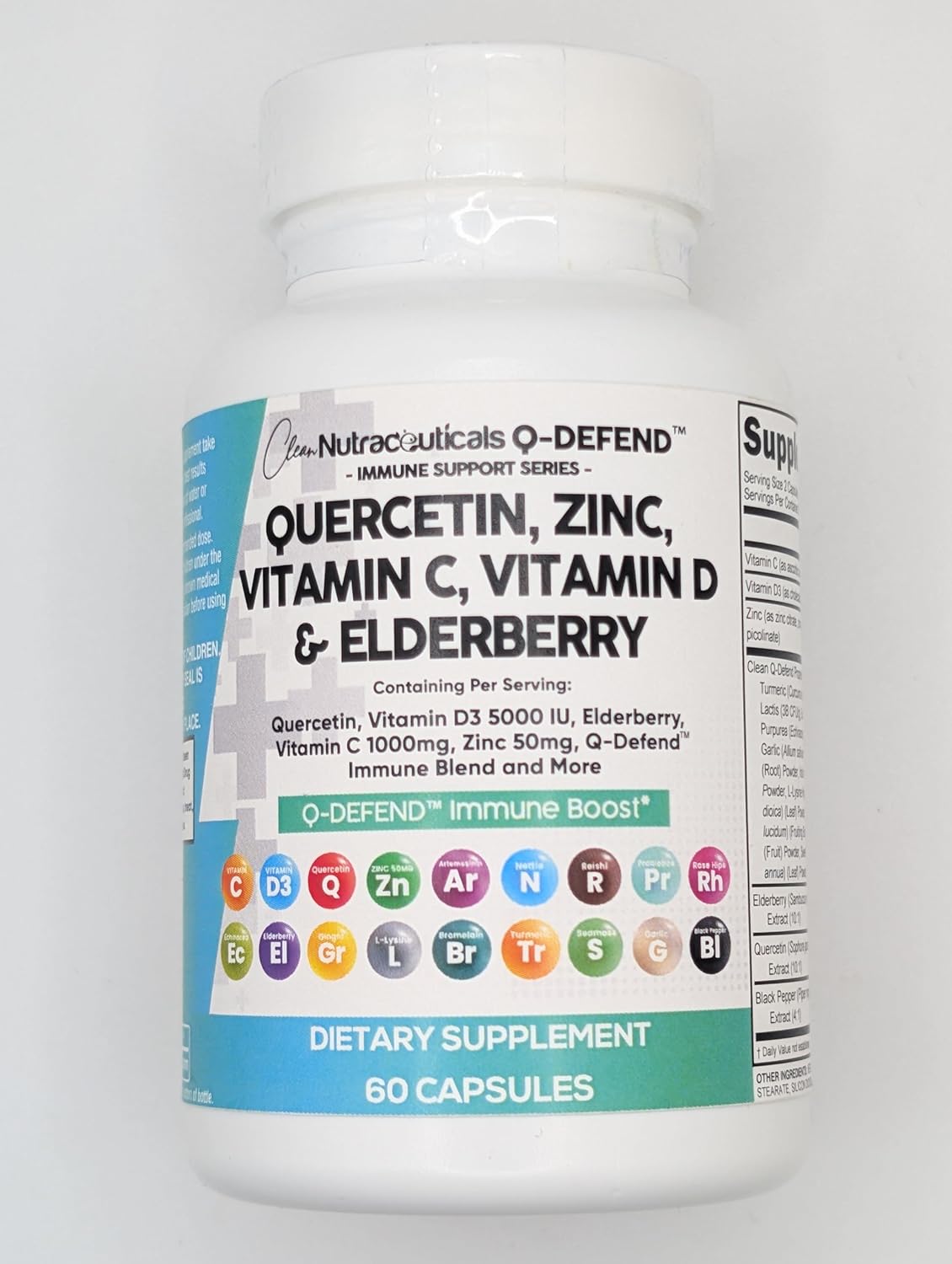 Nutraceutical Immune Defense Support Supplement with Quercetin, Zinc, Vitamin C, Vitamin D, and More - Allergy Relief for Adults (5 Pack)