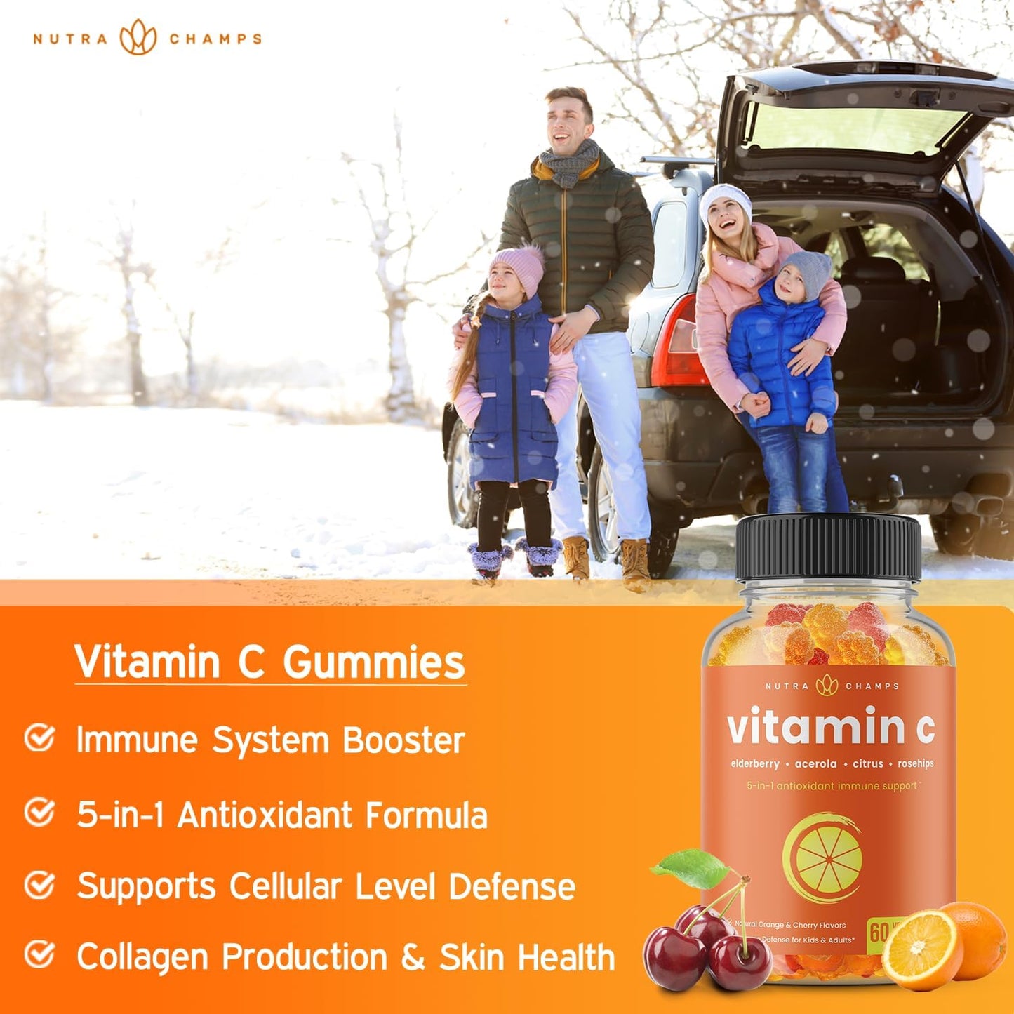 NutraChamps Biotin and Vitamin C Gummies 4 Pack Bundle - Hair, Skin, and Nail Health Support