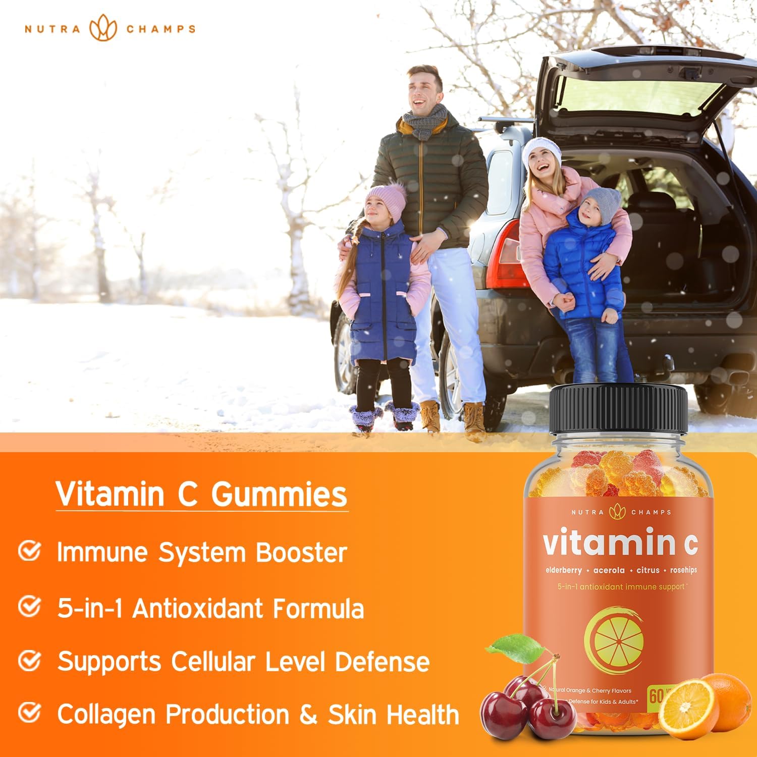 NutraChamps Biotin and Vitamin C Gummies 4 Pack Bundle - Hair, Skin, and Nail Health Support