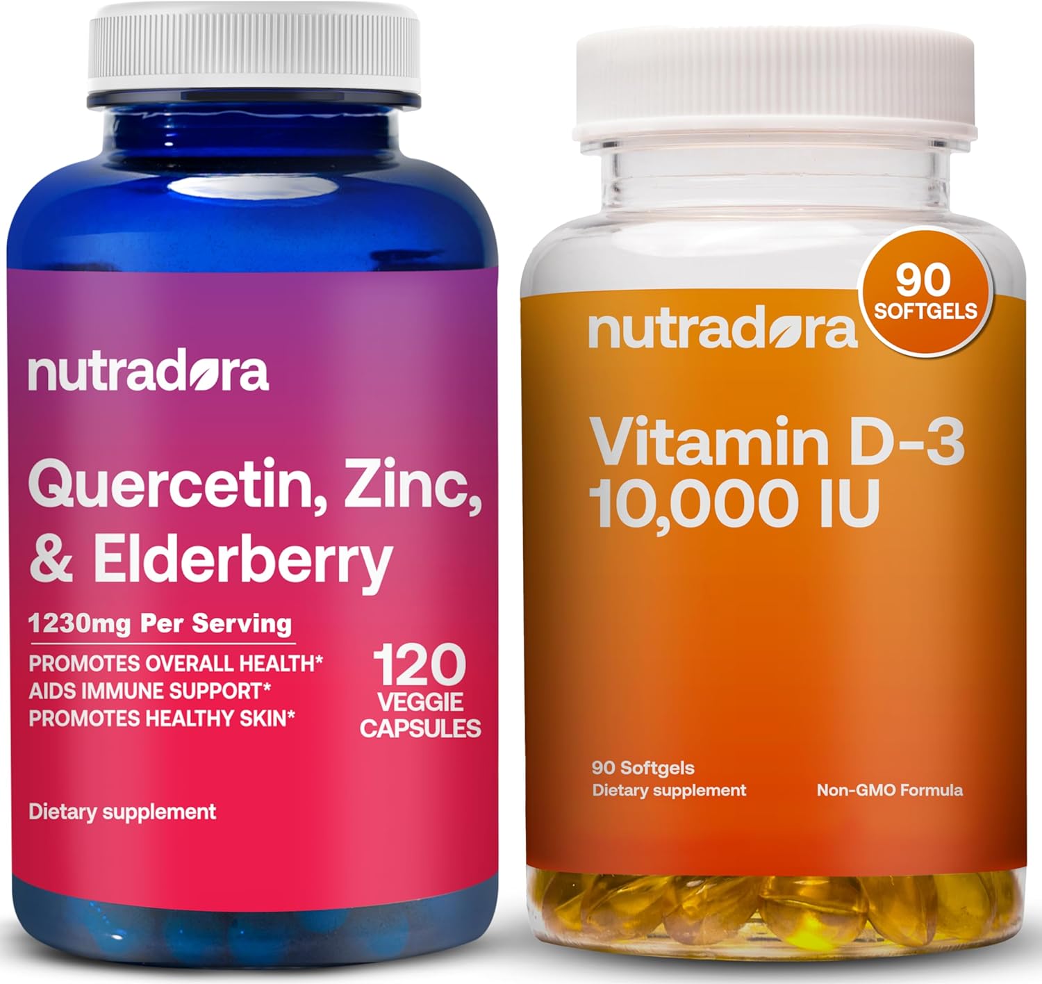 Nutradora Immune Support Bundle - Quercetin and Vitamin D3 for Stronger Immunity and Healthy Bones
