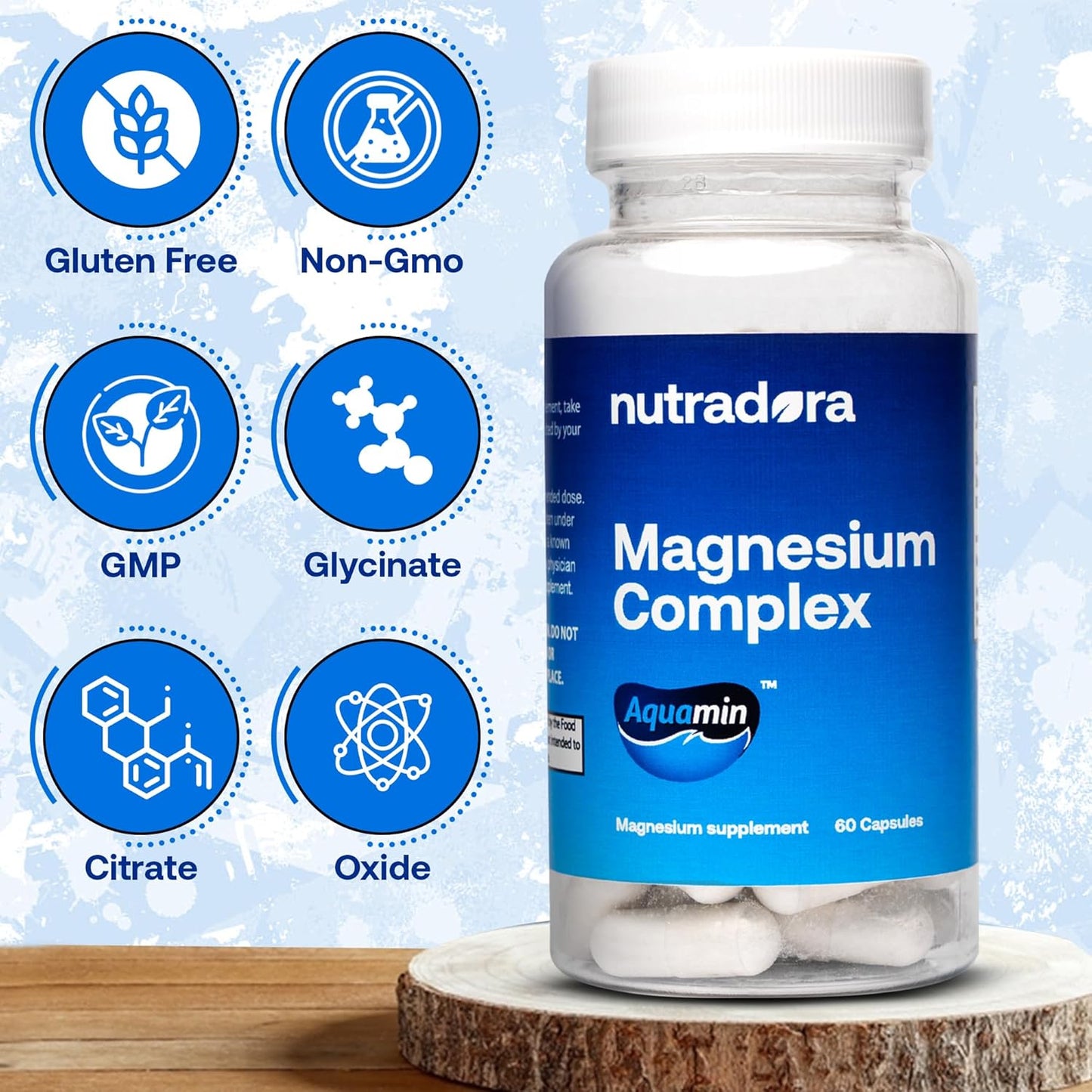 Nutradora Magnesium Complex 500mg Supplement for Sleep, Heart & Muscle Health - Men & Women's Magnesium Glycinate & Oxide - 60 Capsules