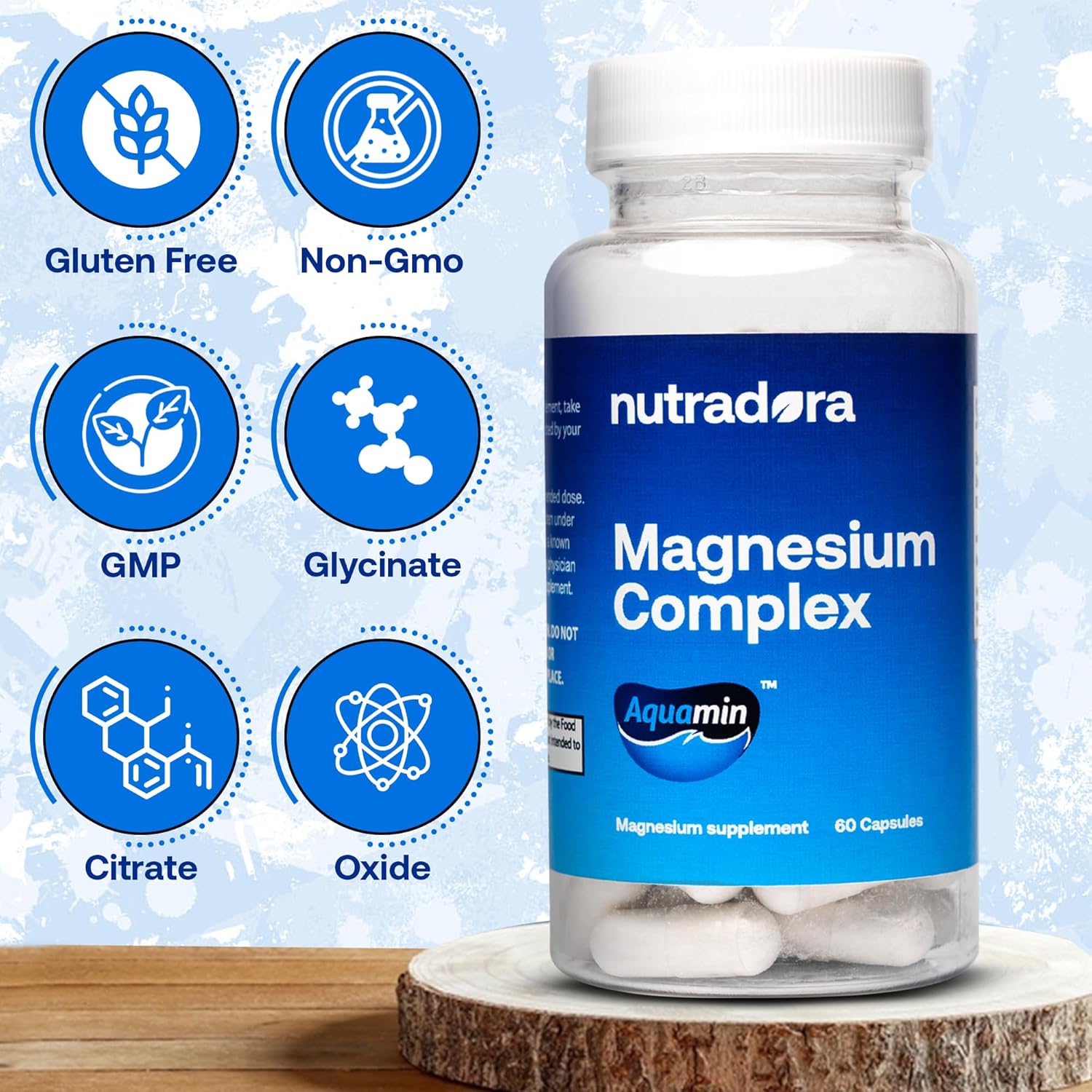 Nutradora Magnesium Complex 500mg Supplement for Sleep, Heart & Muscle Health - Men & Women's Magnesium Glycinate & Oxide - 60 Capsules