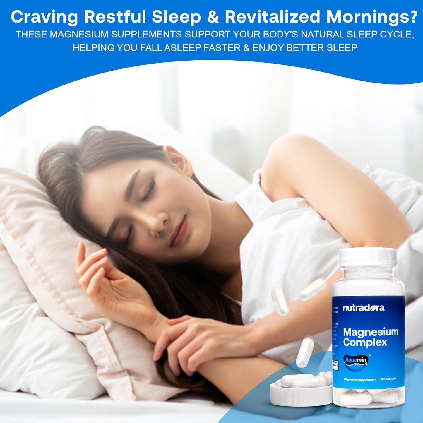 Nutradora Magnesium Complex 500mg Supplement for Sleep, Heart & Muscle Health - Men & Women's Magnesium Glycinate & Oxide - 60 Capsules