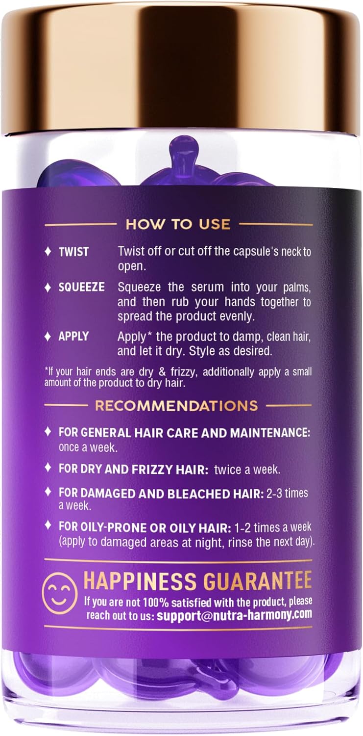 NUTRAHARMONY Biotin Collagen Capsules and Hair Oil Bundle for Stronger Hair